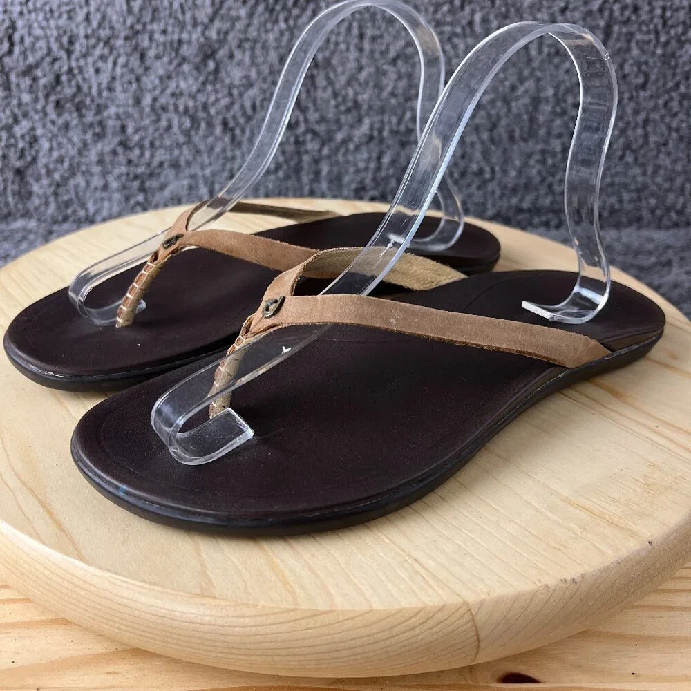 OluKai Brown Tan Sandals - Picture 1 of 9